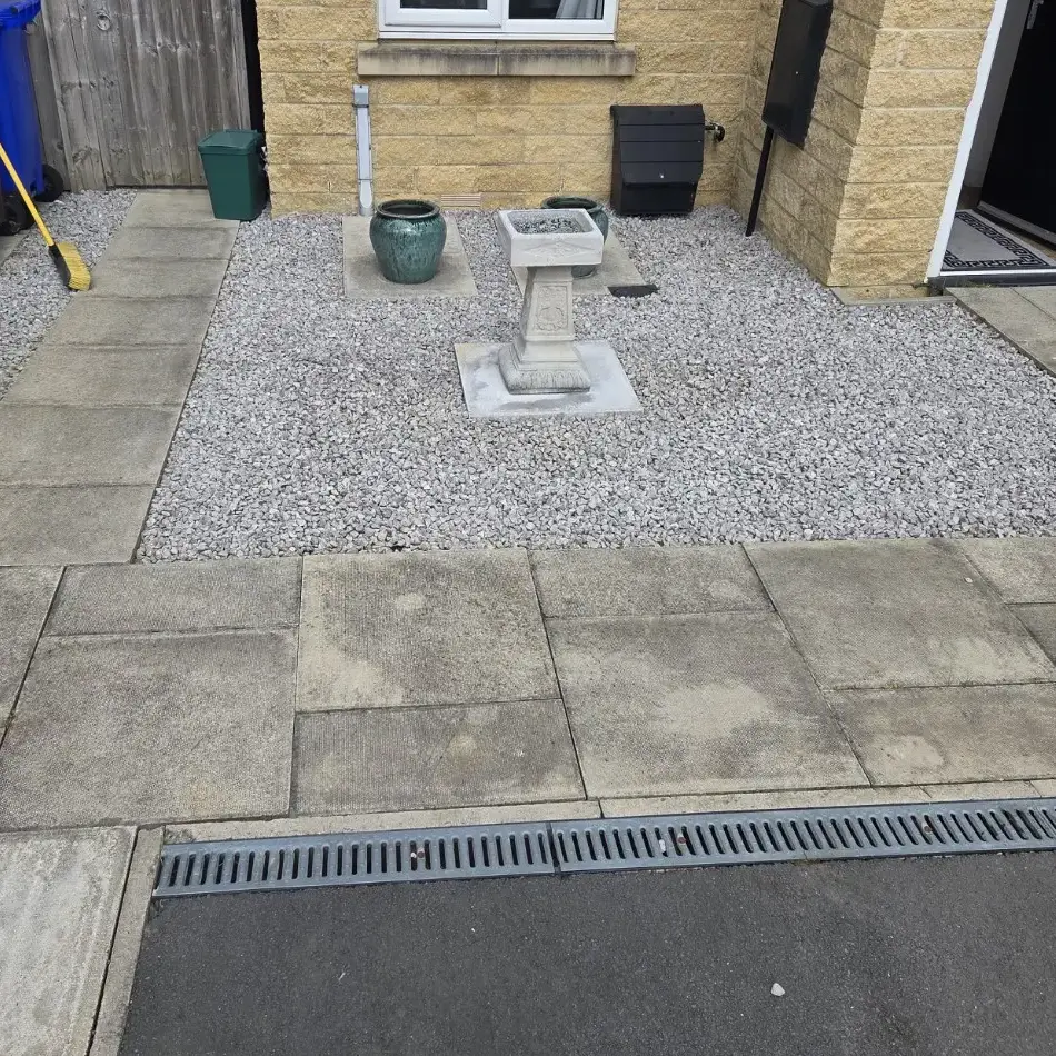 Airbnb gravel courtyard after maintenance