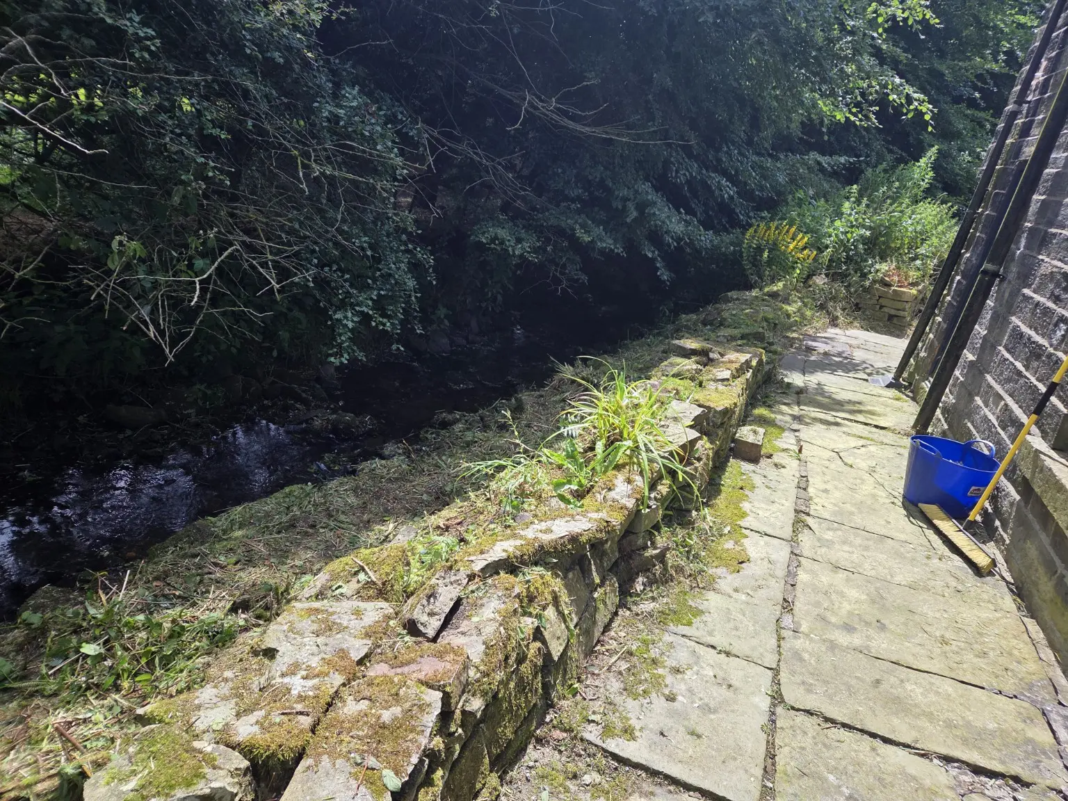 Whitworth riverside path and river after clearance